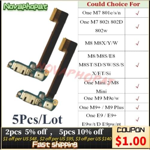 Novaphopat For HTC One M7 801e M8 M8s E8 M9 E9 Plus Dual Single SIM Mini USB Dock Charger Charging Port Connect Flex Cable Board