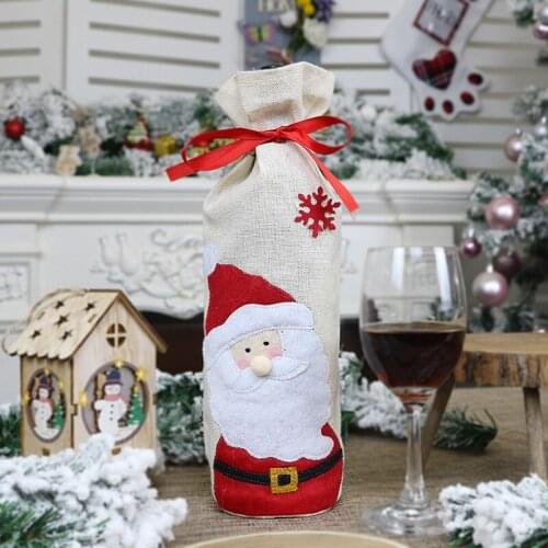 New Christmas bottle family party red wine bottle small old man snowman elk red wine bag household items Christmas decorations
