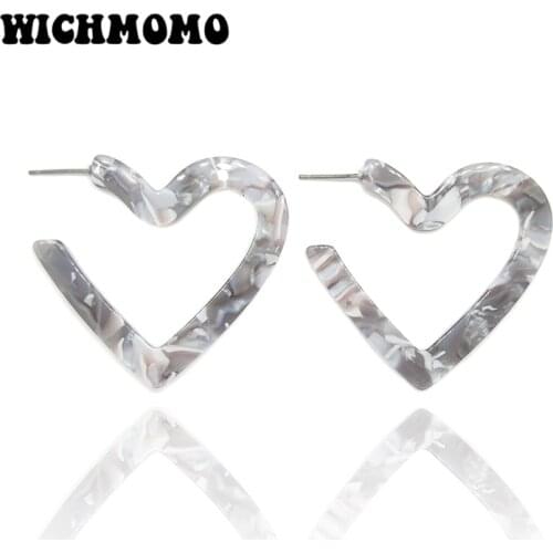 2019 New 44mm 1 Pair High Quality Acetic Acid Resin Acrylic Heart Smooth Earring Base Connectors for DIY Earring Accessories