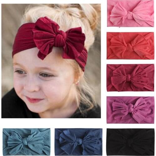 Solid Color Cute Soft Baby Headband Jacquard Foldable Bow Baby Hair Band Fashion Childrens Headdress Headband