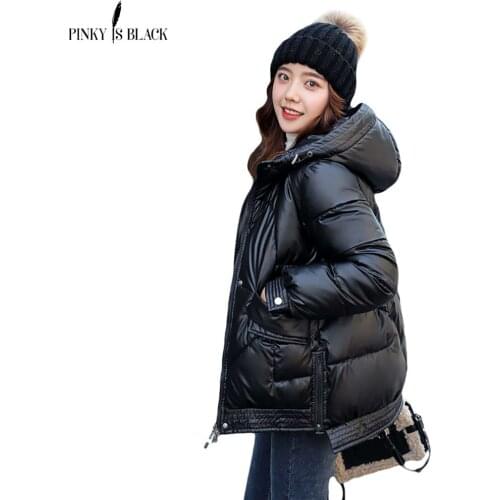 PinkyIsBlack Short Style Cotton Padded Winter Jacket Women Casual Stand Collar Parkas Winter Coats Female Fashion Shiny Outwear