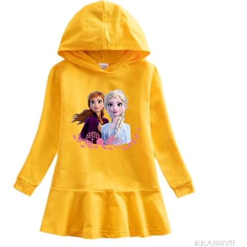 Disney Cartoon Girls dress long sleeve cotton childrens clothing autumn spring new Frozen Elsa cartoon girl dresses