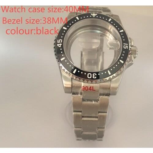 Suitable for NH35 / NH36 Mingzhu2813 Miyota stainless steel self-winding 40mm case, transparent back and rotating black bezel