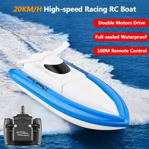 Full-sealed Waterproof High-speed RC Speedboat 2.4GHz Double Motors Drive 100M With Portable Bag Electric RC Boat Toys For Kids