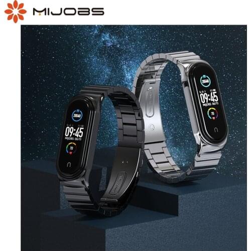 Mijobs Mi Band 5 Bamboo CS Version Strap for Mi Band 3 4 5 Metal Stainless Steel Strap