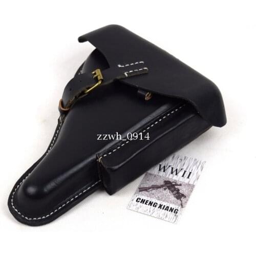 Replica WW2 WWII German Luger P08 P-08 Hardshell Holster Black Leather Military War Reenactments