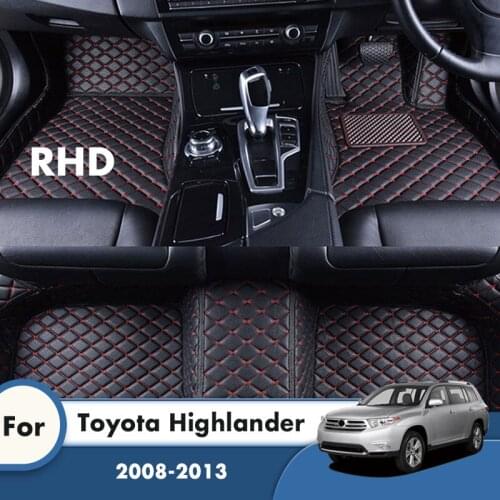 RHD Carpets Rugs For Toyota Highlander 2013 2012 2011 2010 2009 2008 Leather Car Floor Mats Custom Auto Accessories Interior