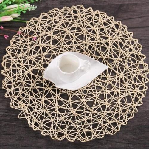 Placemats for Table Rural Hollow Mat Round Woven Dining Placemat Pads Dinnerware Cup Coaster Home Table Decoration & Accessories