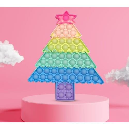Silicone Macaron Christmas Tree Push Bubble Sensory Fidget Toys Reliver Stress Autism Adults Kids Christmas Gift Toys