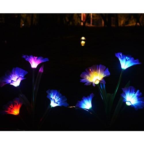 Solar Garden Light 4 Head Horn Flower LED Solar Flower Decoration Lawn Lamp Colorful Solar Outdoor Waterproof Lawn Lamps