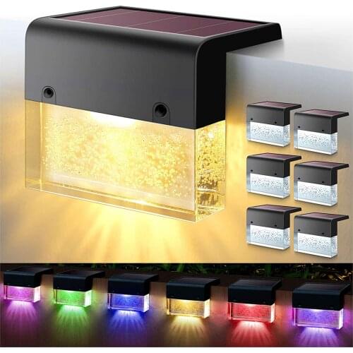 Led Solar Step Lights Solar Powered Fence Light Outdoor Waterproof Garden Lights 2Leds 2 Modes Landscape Stair Patio Yard Lamps