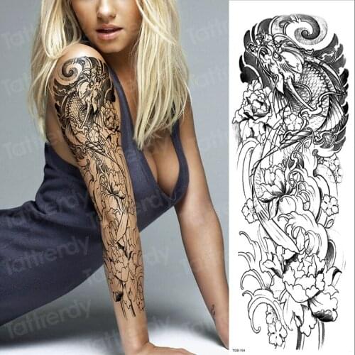 Tattoo women sketches tattoo designs black owl head skull tatoo boys big large size full arm sleeve tattoo sticker waterproof