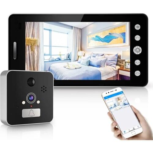 Home WiFi Smart Video Doorbell Intercom System Wireless Video Door Phone 1080P 5 Inch with 1x1080P Wired Door Phone Camera
