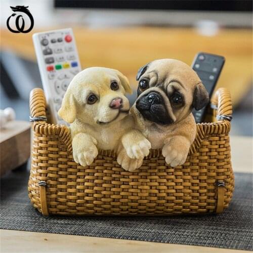 WU CHEN LONG Creative Resin Pig Dog Cat Rabbit Art Sculpture Animal Statue Snacks Jewelry Key Storage Box Home Decoration R5881