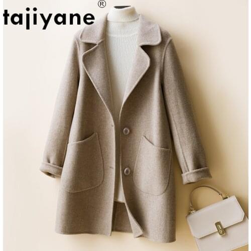 2021 Jacket Womens Real Fur Coat Women 100% Wool Jackets Double-sided Cashmere Coats Long Cloth Casaco Feminino TN1561