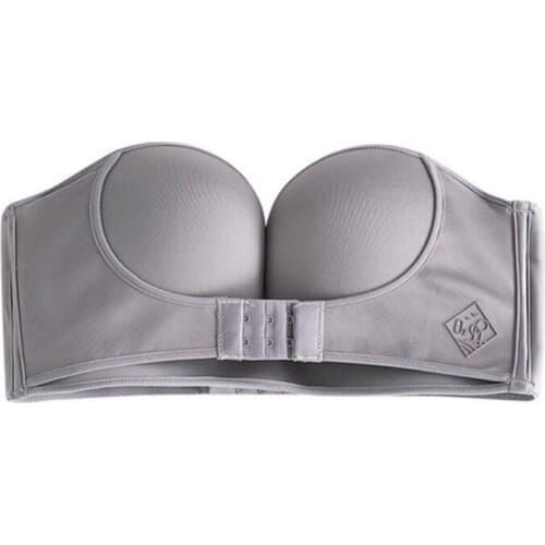 Sexy Strapless Bar Womens Invisible Bralette Front Closure Push Up Bra Seamless Lingerie A B C Cup