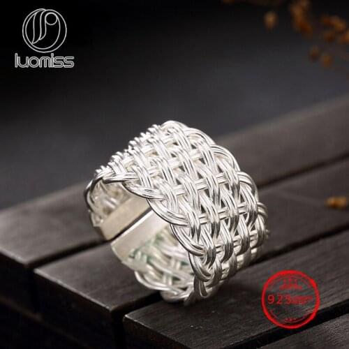 S925 Sterling Silver Handmade Vintage Wide Open Hollow Ring for Women Wholesale
