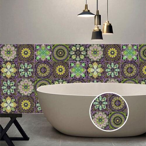10/15/20/30cm Retro Pattern Ceramics Tiles Strip PVC Wall Sticker Kitchen Stairs Art Decals Home Decor Self-adhesive Wall Paster