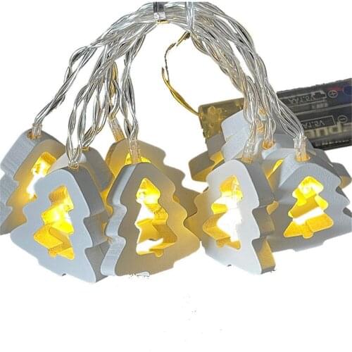 10 Leds Wooden Heart or Christmas Tree Battery Powered Indoor Decoration Safe Energy-Saving for Party,New Year(Warm White)