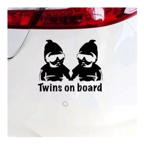 15*12cm Twins on Board funny car sticker vinyl decal silver/black for auto car stickers styling N2083