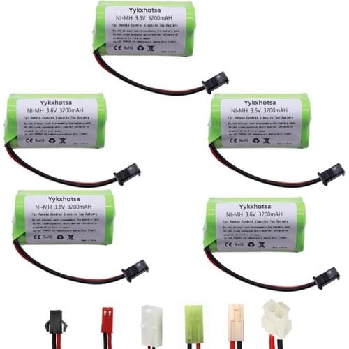 5PCS 3.6V 3200mAh Ni-MH battery Pack For For Rc toys Car Tanks Trains RC Robot Gun RC Boat AA 3.6v Battery SM/JST/Tamiya/EL Plug