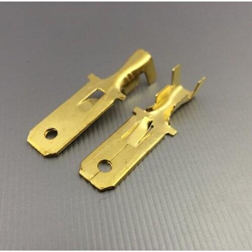 50Pcs 6.3 Inserts Terminal Block 6.3 Square Connector Plug Connector Car Connector Terminal