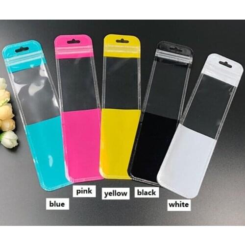 50pcs Small Plastic Gift Bag Make Up Brush Packaging Bag Watches/Jewelry Storage Pouches Transparent Ziplock Bags 5.5x22cm