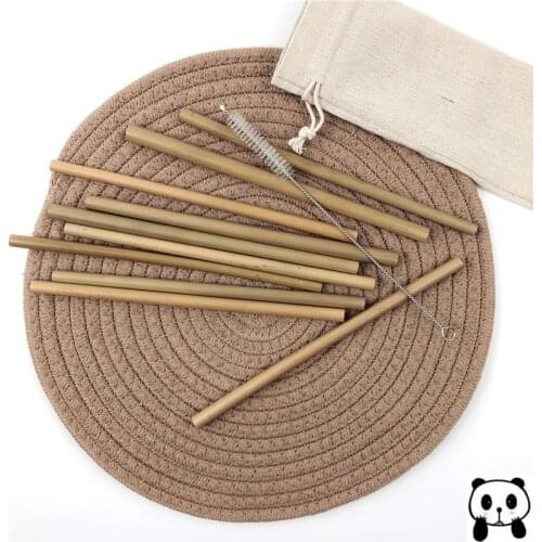 Bamboo Drinking Straws Reusable Organic Bamboo Straw Set with Brush Bag 23cm Wood Bamboe Straws Drinking For Party