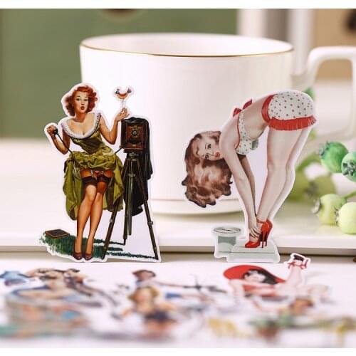 Retro girl Paper Stickers Crafts And Scrapbooking stickers book Decorative sticker DIY Stationery