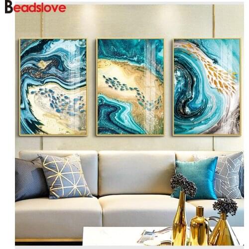Fantasy Diamond Painting triptych Simple,abstract and extravagant Mosaic square Resin picture diamond Embroidery Mosaic 3D arts