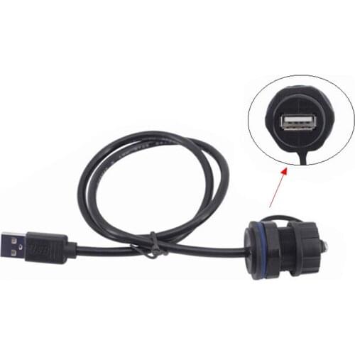 USB Female Socket Plug Panel Mount Adapter M20 USB 2.0 Waterproof Connector IP68 Extension Cord Extender With Cap