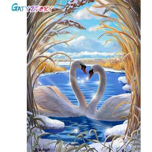 GATYZTORY Awan Acrylic Paint By Numbers Set Oil Painting For Adults DIY Kits Canvas Frame Picture Drawing Animas Coloring By Num