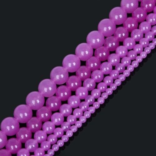 Pick Size 4mm 6mm 8mm 10mm 12mm Smooth Natural Stone Purple Chalcedony Jades Loose Beads For DIY Crystal Bracelet Jewelry Making