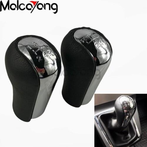 Chromed PU Leather 5 6 Speed MT Car Gear Shift Knob for TOYOTA Corolla Verso RAV4 Yaris 92-09 Gearshift Shifter Lever Stick Pen