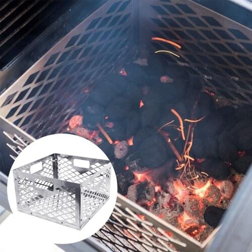 Charcoal Basket Large Capacity Stainless Steel Charcoal Firebox Basket Box Compatible Grilling Barbecue Accessories