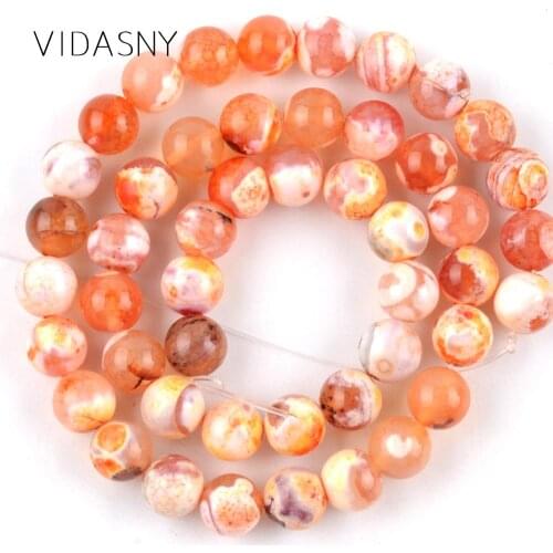 Natural Gem Stone Orange Fire Agates Round Beads For Jewelry Making 6 8 10mm Loose Beads Diy Bracelet Necklace Accessories 15