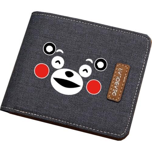 Cute Kumamon wallet Kids coin Card purse teenagers student canvas wallet Men women short printing Bifold wallet
