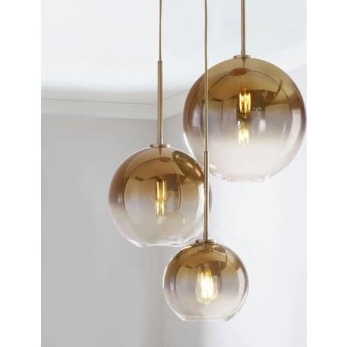 Fashion Plated Glass Ball Led Pendant Lights For Dining Room Bedroom Foyer Parlor Hanging Lighting