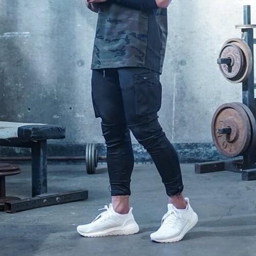 Men Casual Camouflage Fitness Sports Running Outdoor Trousers Breathable Elastic Waist Zipper Jogger Sweatpants with Pocket