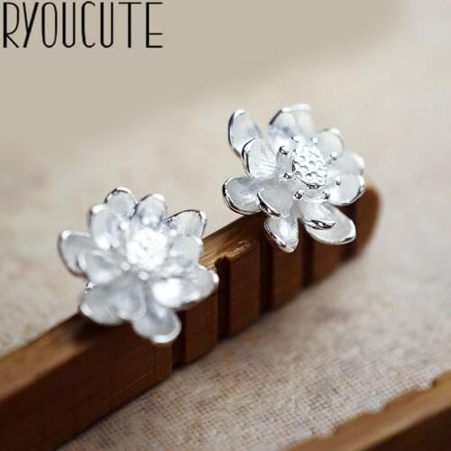 Punk Style Ladies Boho Big Lotus Flower Earrings For Women Wedding Jewelry Statement Earrings Party Gift Pendientes