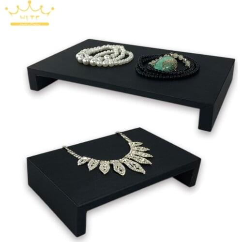 Jewelry Tray Stand Black PU Leather Jewelry Display Stand for Necklace Pendant Ring Bracelet MDF Board