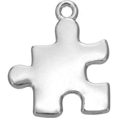 Gold & Silver Plated Single Puzzle Piece Jigsaw Charm Autism Awareness Pendant