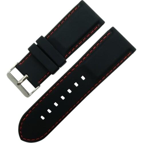 24mm 26mm 28mm Rubber Red Line / White Line Watch Band Strap Belt Clasp For Seven Friday Watchband Replace And Tool