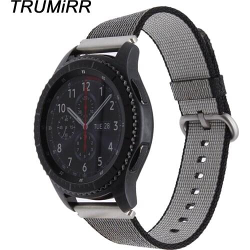 22mm Genuine Nylon Watch Band Quick Release Strap for Samsung Gear S3 Classic Frontier Fabric Belt Woven Wrist Bracelet Black