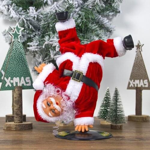 Christmas Hip-Hop Dance Santa Claus Doll Toy Music Rotating Inverted Toy Home Decoration Kids Holiday Gift Indoor Ornament
