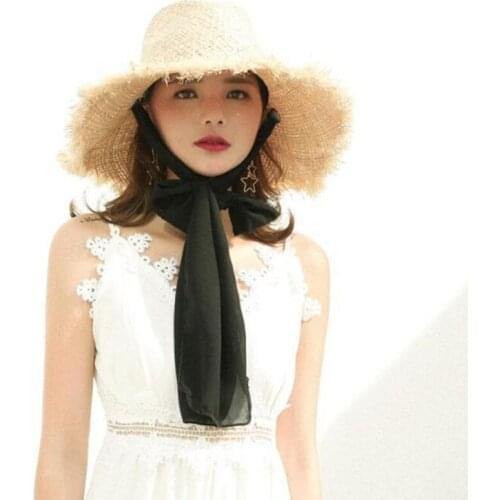 Seioum Women Summer Sun Hat With A Large Brim Ladies Raffia Straw Hat Fringe Big Beach Hats For Holiday Sombrero Hombre Verano