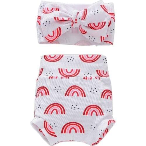 Baby Infant Toddler Girls Shorts Floral Dots Loose Pants Underwear Boys Bloomer Princess Diaper Cover and Bowknot Headband D0AF