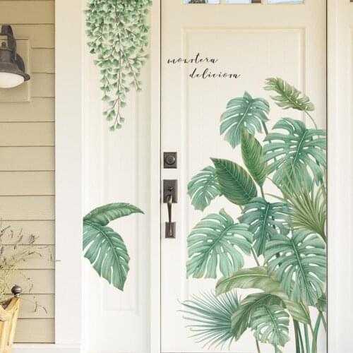 Tropical Monstera Leaf Self Adhesive Wall Sticker Living Room Background Decal