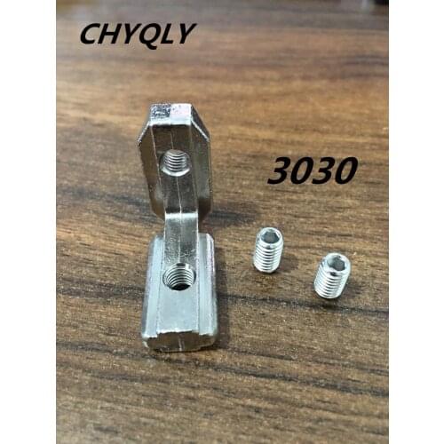 50pcs/lot T Slot L-Shape 3030 Aluminum Profile Interior Corner Connector Joint Bracket for 3030 Alu-profile (with M6 screws)