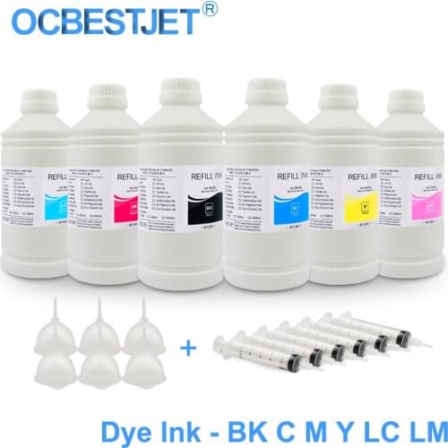 6x1000ML Universal Dye Ink Refill Ink Kit For Epson SureLab D700 For Fuji DX100 Stylus Pro 7600 9600 7000 7500 9000 10000 10600